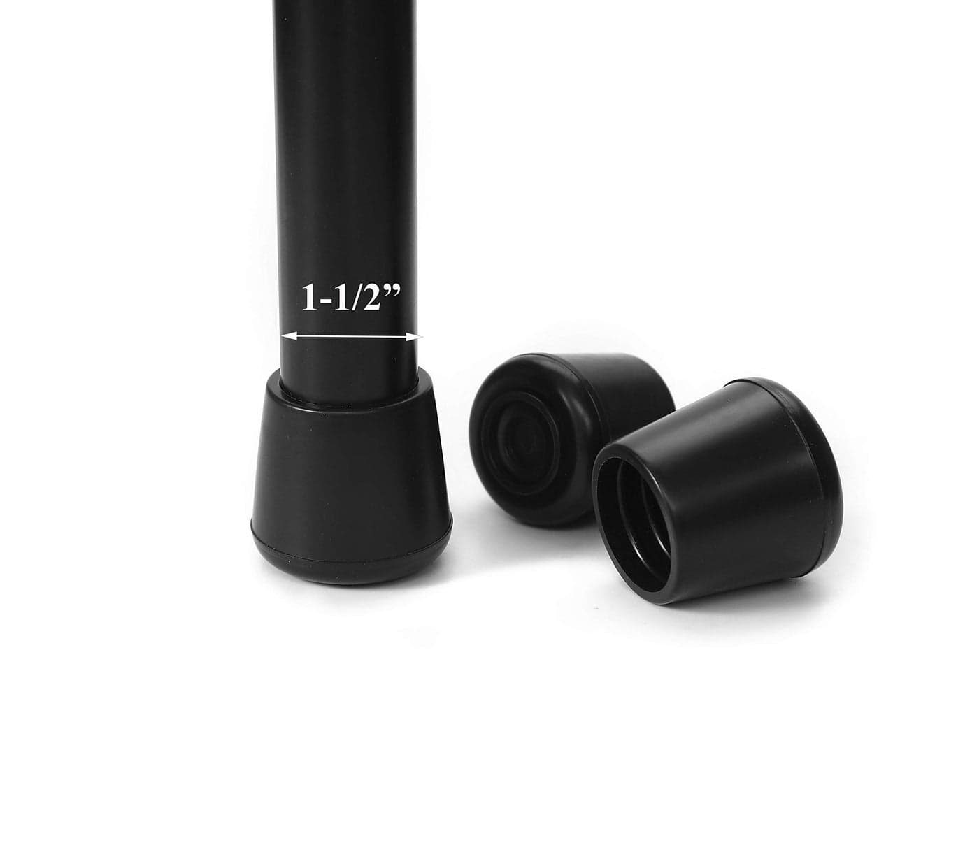 Furnigear Small Chair Leg Tips Caps Non-Slip Rubber Leg Tips 1-1/2” Inner Diameter Chair Leg Floor Protectors Round Black 4 Pack(Fit Round Diameter 38-39mm)