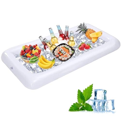 Proberos® Inflatable Ice Pool for Party Liquor Serving Buffet Ice Serving Buffet Bar with Drain Plug BBQ Picnic Pool Party Supplies Buffet Salad Food & Drinks Tray, 53x25.6 inches