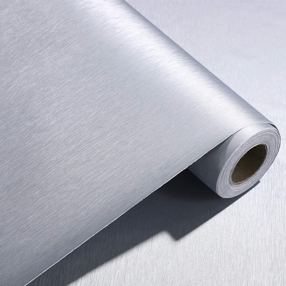 Peel and Stick Silver Brushed Metal Stainless Steel Contact Paper for Dishwasher Fridge Refrigerator Stove Appliances Self Adhsesive Vinyl Film Stainless Steel Wallpaper Removable 157x117 Inches
