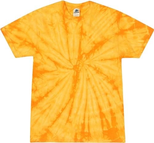 Colortone 100% Cotton Spider Tie Dye T-Shirt for Kids 14-16, Large Spider Gold
