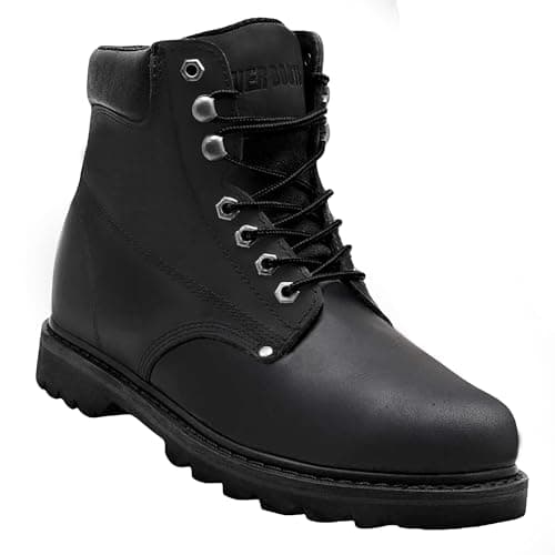 EVERBOOTS Tank S Steel Toe Work Boots for Men, Comfort Technology, Anti Slip Grip & Ultra Shock Absorption, Heavy Duty Leather Boot, Safety Industrial Workwear Construction, Size 9.5D Black