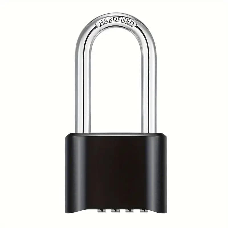 Jukusa Heavy Duty 4-Digit Combination Steel Padlock | Resettable Code Lock with 10,000 Combinations & 8mm Hardened Steel Shackle | High Security Metal Padlock for Gym, Locker, Gate & Travel (Black)