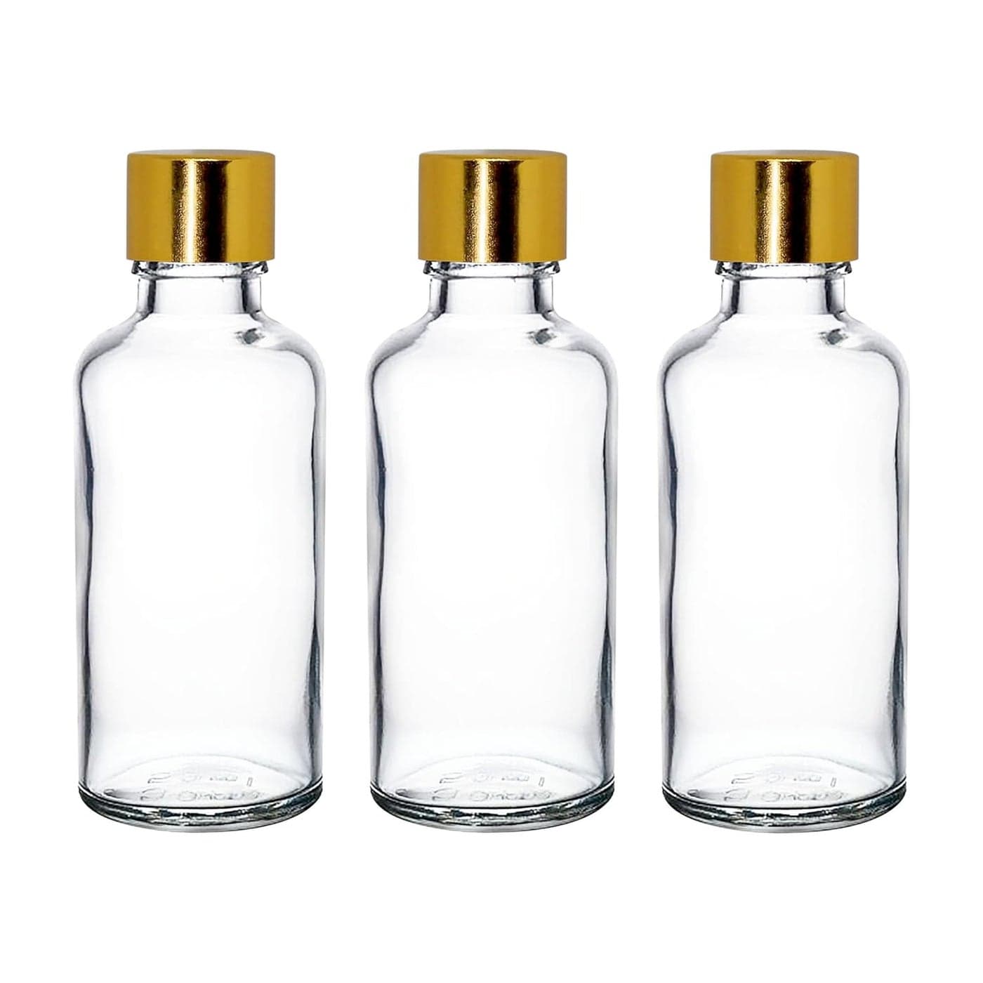 nsb herbals 50 ML ClearTransparent Round Empty Glass Bottle Gold Seal Cap Safety Plug Refillable Leak Proof For Essential Oils Perfumes Pack of 6