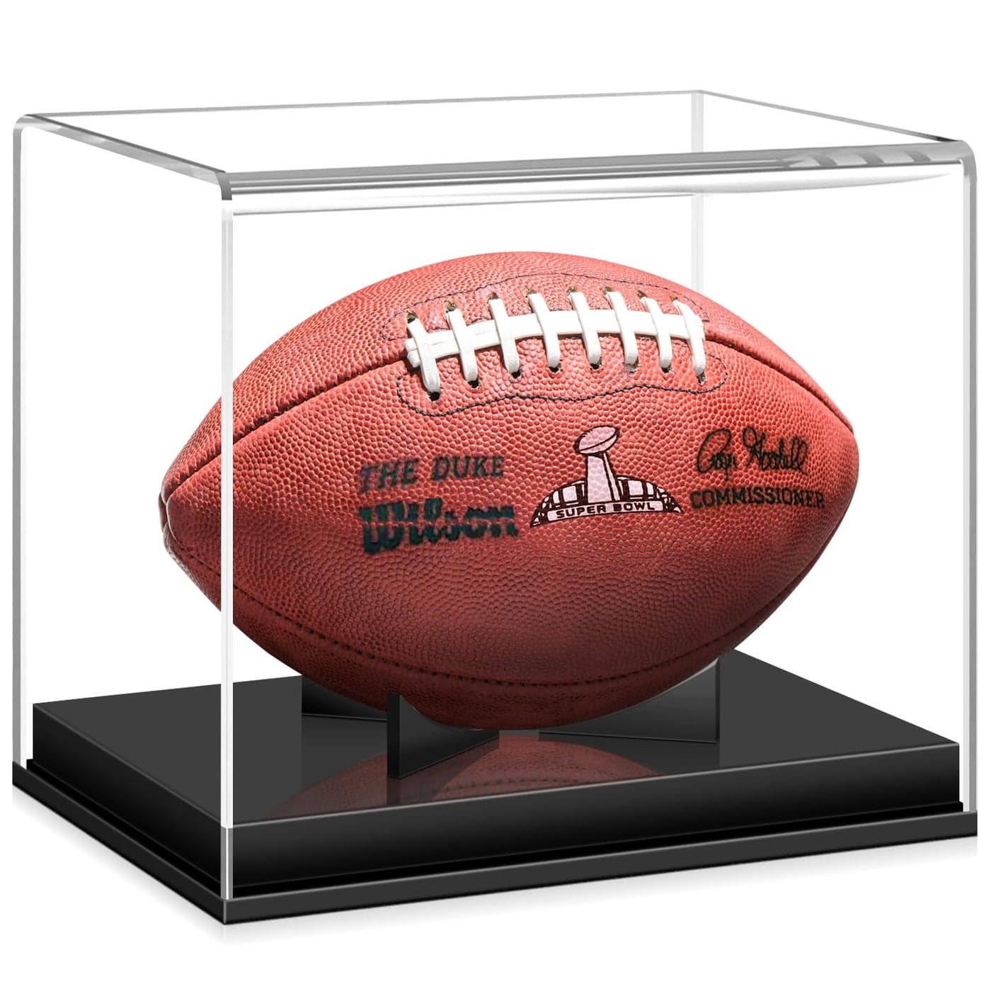 KKU Football Display Case Acrylic Football Case Display Case Autographed Football Holder No Assembly Required Football Display Box with Removable Builtin Football Display Stand