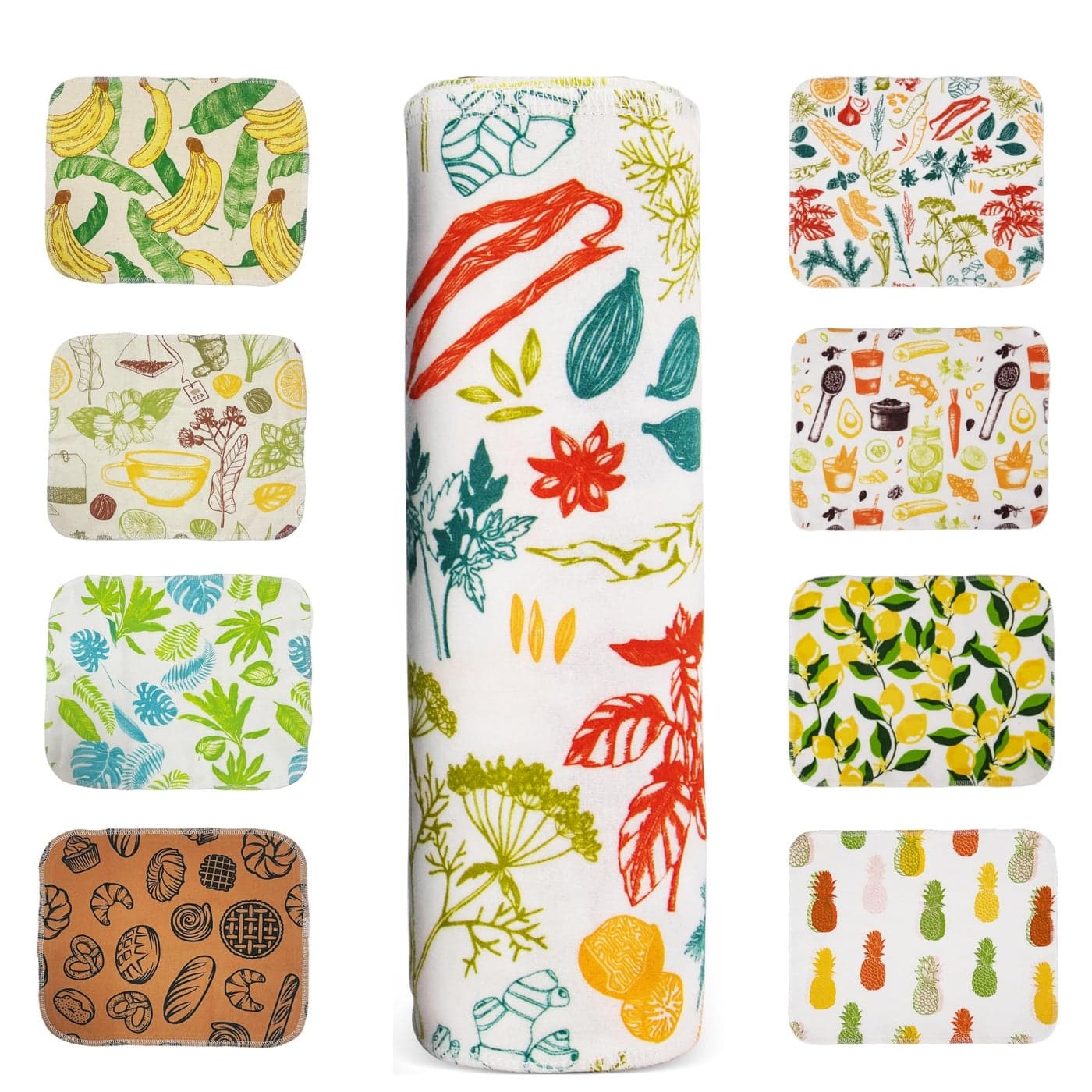 Gecocious Reusable Paper Towels Washable Pack of 12 Paperless Kitchen Towels Roll Surprise Prints Super Soft EcoFriendly Cotton Cloth