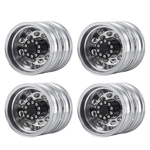 QUE-T 4pcs Aluminum Rear Wheel Hubs Rims for 1/14 Tamiya Tractor Climbing Trailer RC Car Upgrade Parts