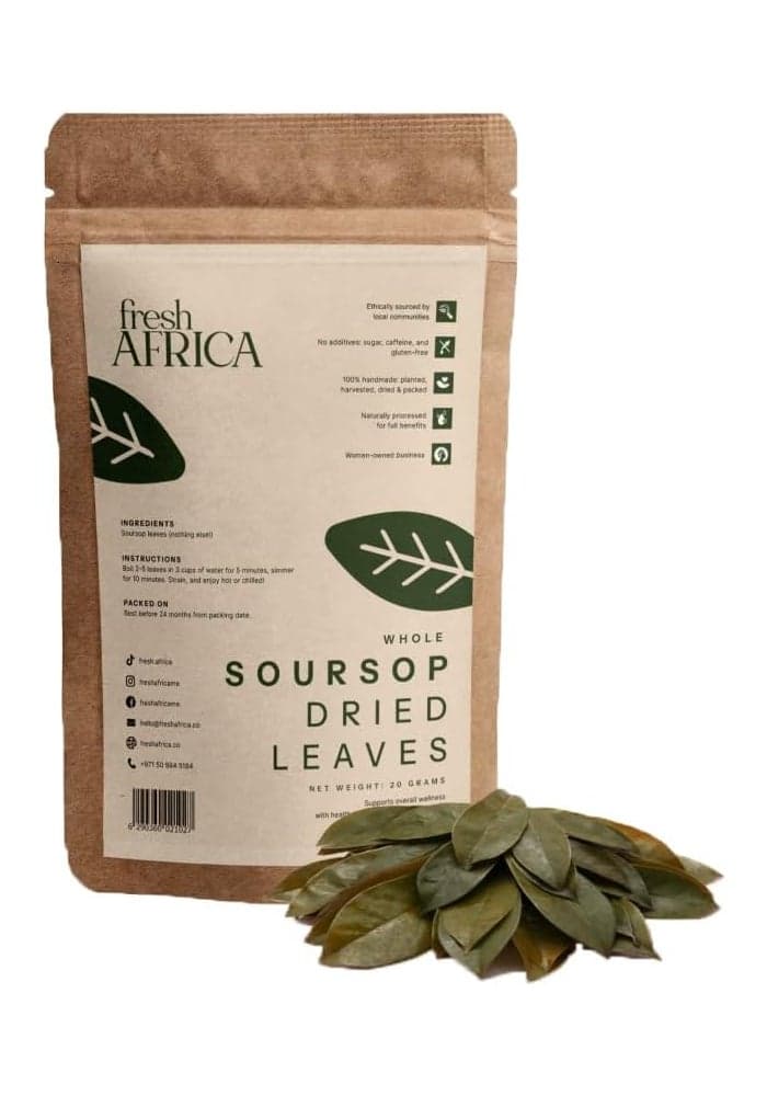 Fresh Africa Organic Soursop Tea Leaves - 100% Natural Handpicked Herbal Leaves for Wellness, Detox, and Relaxation