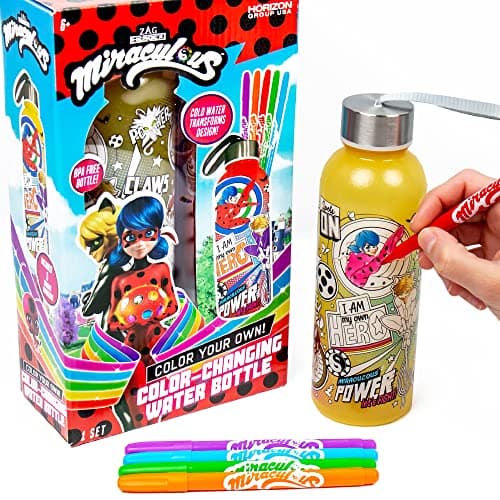 Horizon Group USA Miraculous Create Your Own ColorChanging Water Bottle Color Your Own Water Bottle Ages 6