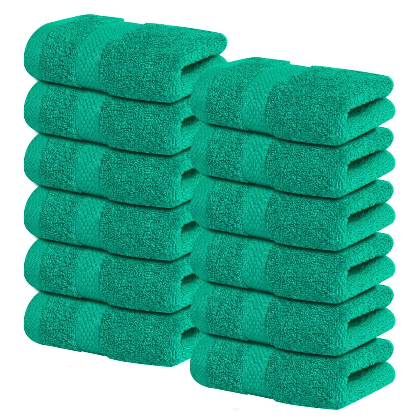 Infinitee Xclusives Luxury Wash Cloths for Showering 13x13 100 Cotton Washcloths Pack of 12 Soft and Absorbent Face Towels for Bathroom Wash Clothes Gym and Spa Vivid Green