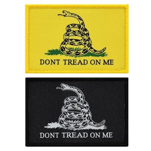 Great 1 Gadsden Flag Dont Tread on Me Military Tactical Patch Set 2Pack Size 2 x 3 Hook Loop FastenerBacking Accessory for Clothing Jackets Hats Backpacks