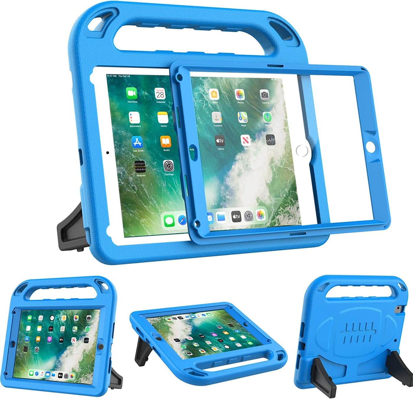 BMOUO Kids Case for iPad 6th5th Generation iPad 97inch 20172018 iPad 97Air 2 Cas e with Screen Protector Shockproof Handle Stand iPad 6th 5th Generation Case for Kids Blue
