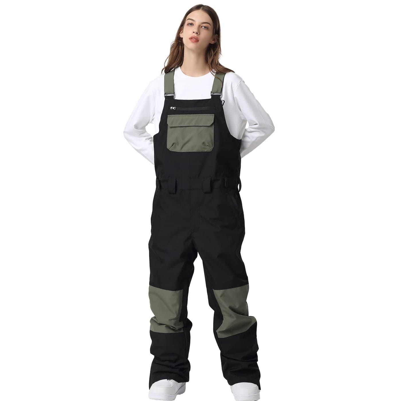 SEARIPE Women Snow Bibs Waterproof Ski Pants Mens WaterResistant Insulated Snow Bib Overalls Snowboarding PantK05BlackM
