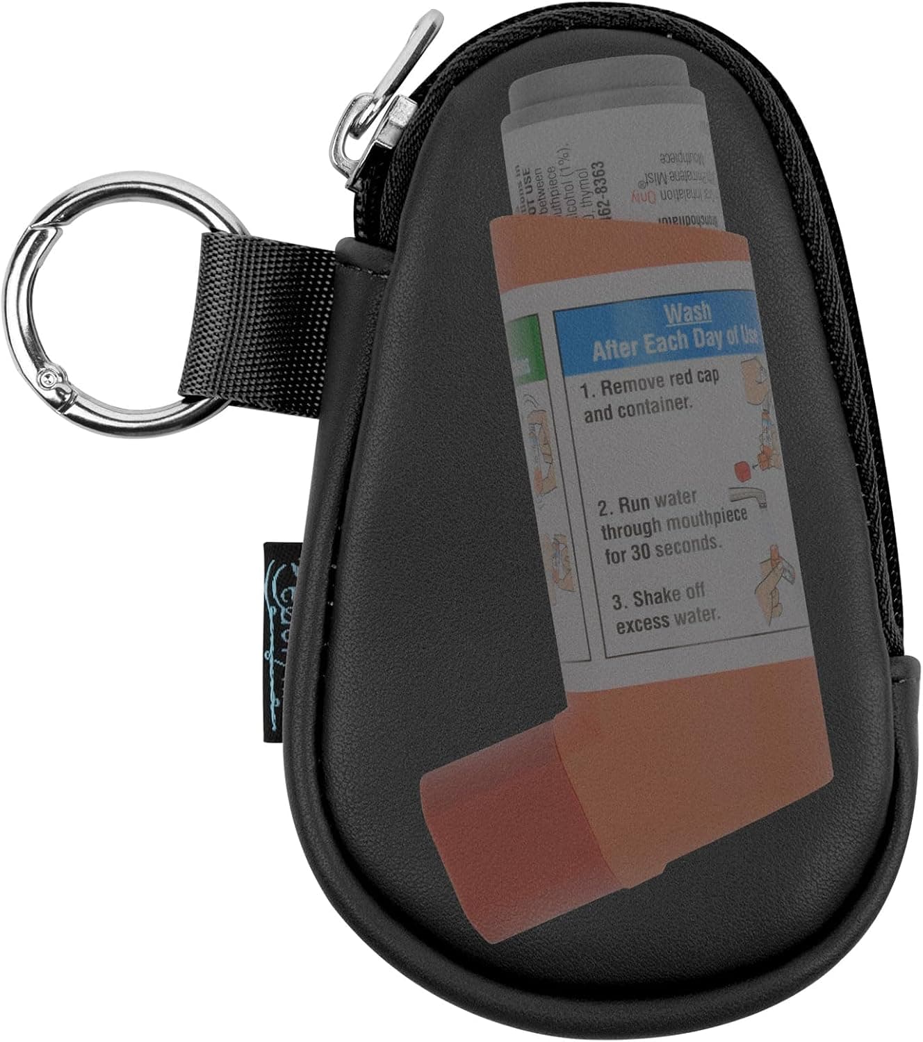 Beautyflier Asthma Inhaler Holder, Inhaler Travel Bag for Adults and Kids, Travel Handy Inhaler Holder Keychain, Asthma Inhaler Travel Case for Handy Ventolin Inhaler, Inhaler Not Included (Black)