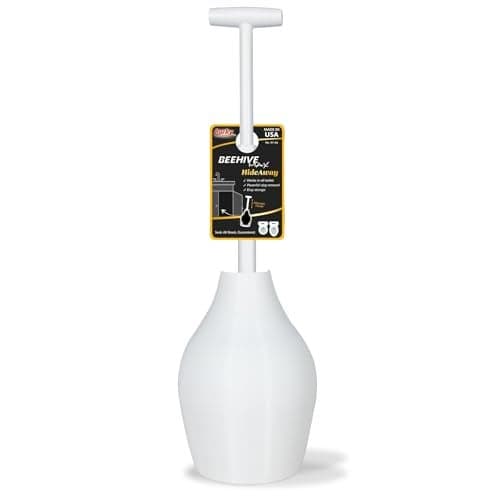Korky BeehiveMAX Hideaway - Heavy Duty Toilet Plunger with Holder - Drip Free Carry - Seals All Bowl Shapes – Powerful Clog Removal, 97-5