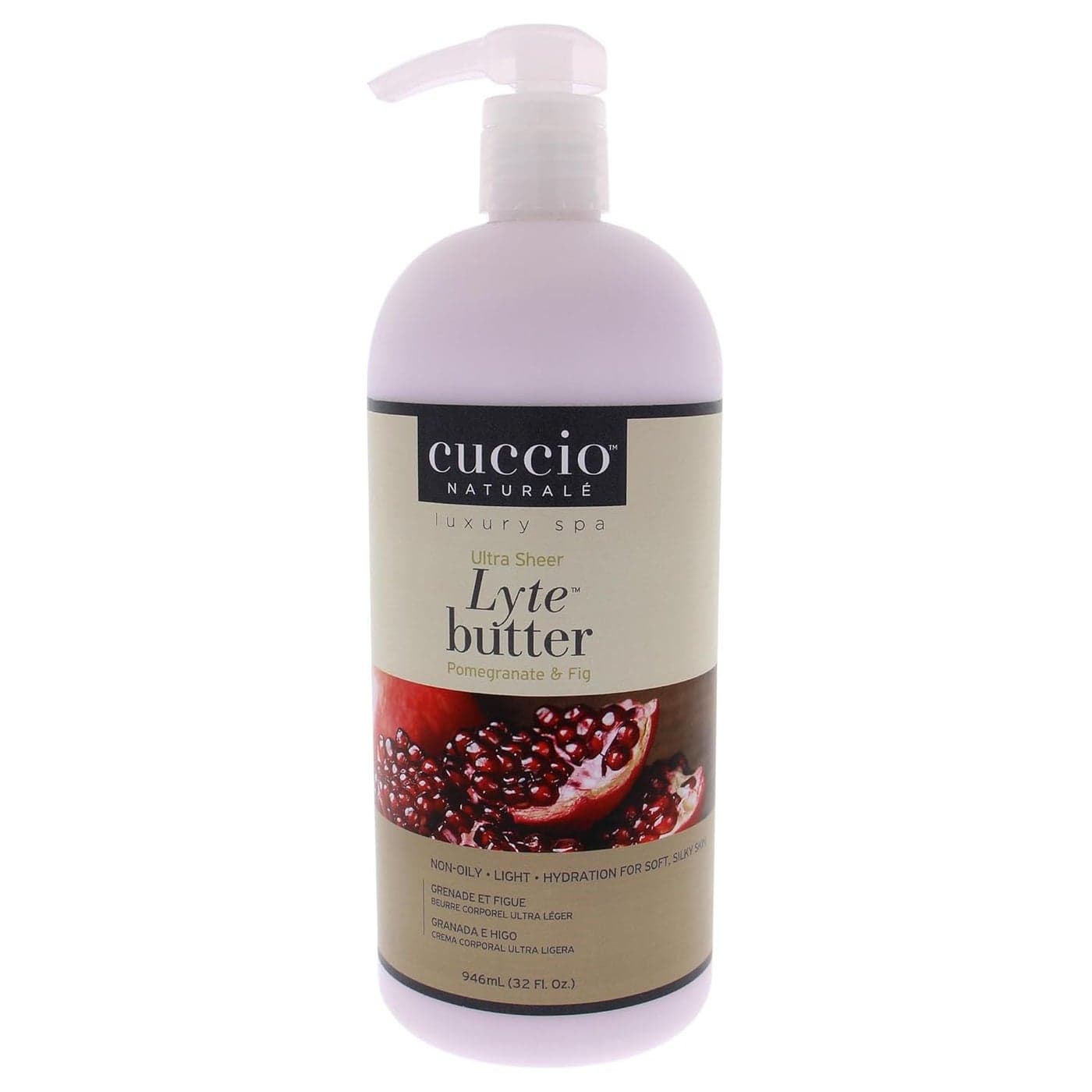 Cuccio Naturale Lyte UltraSheer Body Butter Replenishing Scented Moisturizer Cream Deep Hydration To Repair Dry Skin All Natural CrueltyFree Formula Pomegranate And Fig 32 Oz