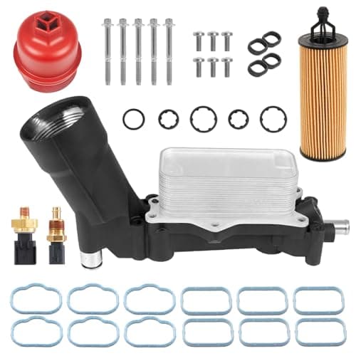Upgrade Full Aluminum Engine Oil Cooler Filter Housing with Sensors and Gaskets Compatible with 2011-2016 Chrysler 200 300 Dodge Charger Challenger Journey Wrangler Ram ProMaster 3.2L 3.6L