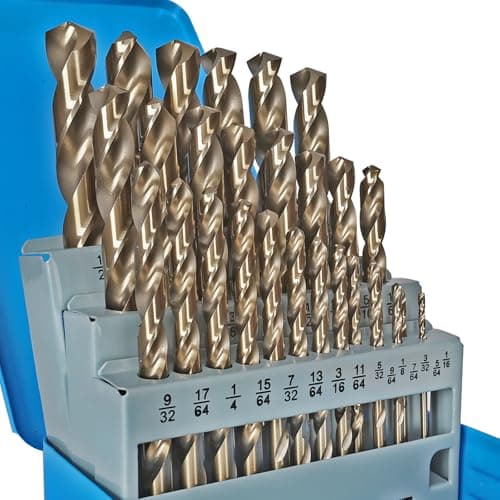 COMOWARE 29Pcs Drill Bit Set (1/16"-1/2"), M35 HSS Twist Drill Bits, Jobber Length, Straight Shank, Metal Drills bit Set for Steel, Stainless Steel/Iron/Wood/Plastic, with Metal Indexed Storage Case