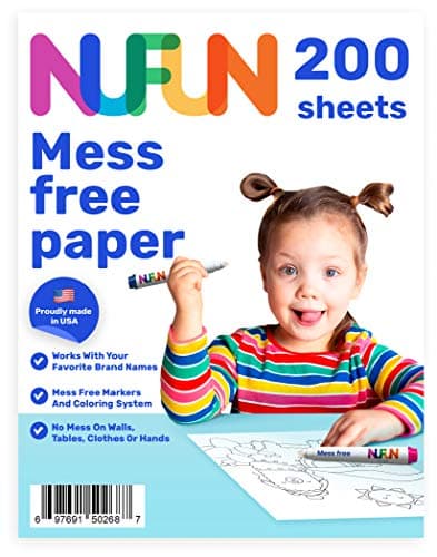 NuFun Activities Mess Free Paper - Kids Create No Mess Wonders with Special Coloring Paper, Gift for Toddlers and Kids, 200 Blank Pages
