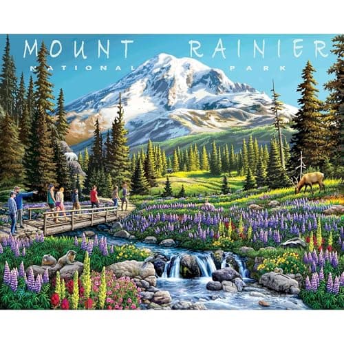 Boardwalk Puzzles Mt Rainier National Park 500 Piece Jigsaw Puzzle for Adults Made in USA