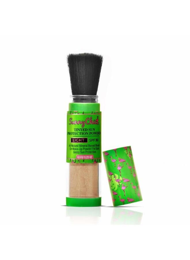 Natural Sunscreen Powder- Tinted Brush-On Mineral Sunblock SPF30 .23OZ (Light)