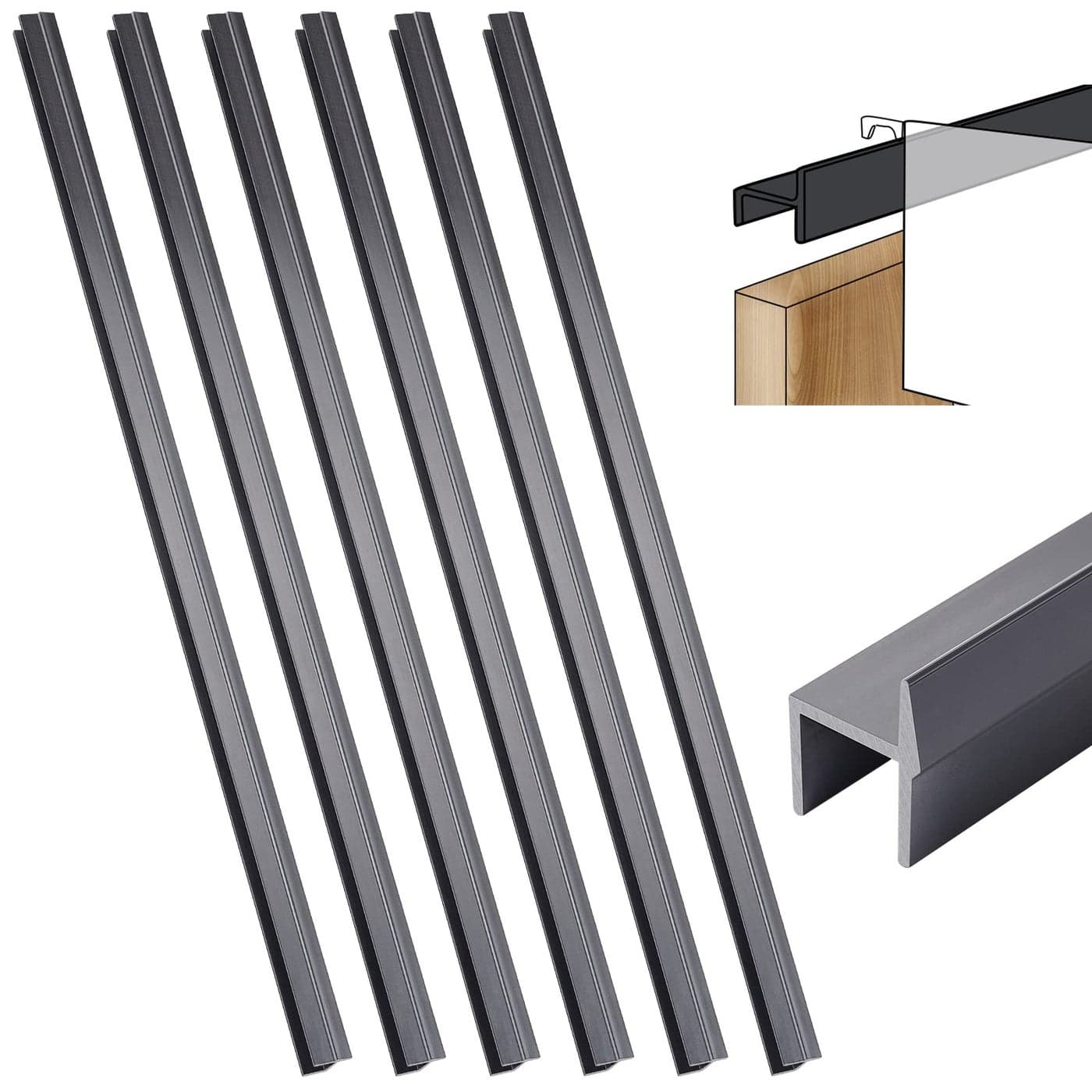 Leinuosen 6 Pcs File Cabinet Rails PVC Hanging Black Document Cabinet Rails for Drawer Sides Letter Size Office File Drawer Holder Organizer Storage 158 Inches Long12 Inch Wide