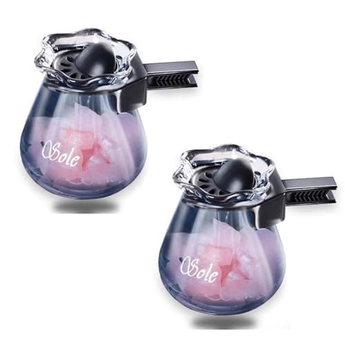 Car Diffuser Glass Bottles with Crystals Natural Stone for Spreading Essential OilsBlue Lotus Design Glass jar as air freshener Vent Clipcar Vent Decor Accessories Pack of 2 Pink Pink