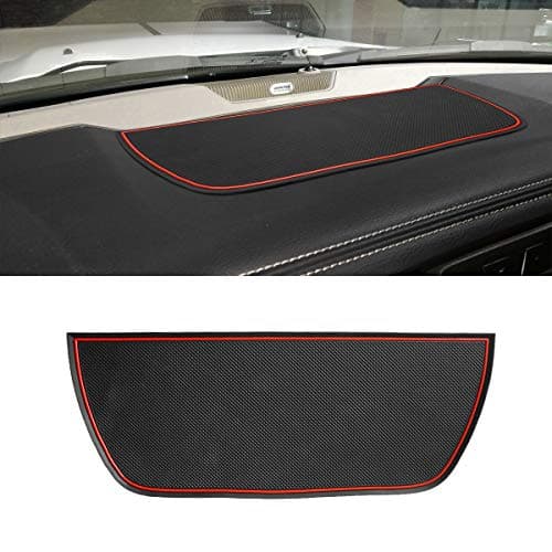 Auovo Dashboard Mat Cover for Ram 1500 2500 3500 Accessories Interior 2011-2018 Pickup Car Dash Pad Trim Rubber Soft Tray(1 PCS) (Red Trim)