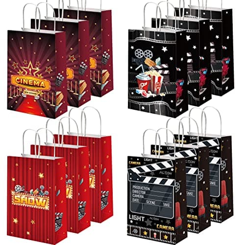 12 Pieces Movie Night Party Bags Now Showing Party Favor Gift Bags Movie Theater Party Treat Bags Movie Candy Goodie Bags for for Baby Shower Kids Birthday Party Decorations Supplies 834 x 32 x 47