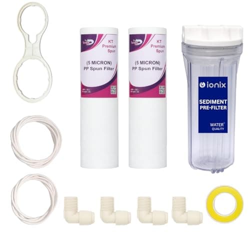 IONIX pre filter for ro water purifier, Pre filter housing Kit & Combo for All RO/UV/UF Water purifiers (Full Transparent Kit, With 2 KT premium Spun)