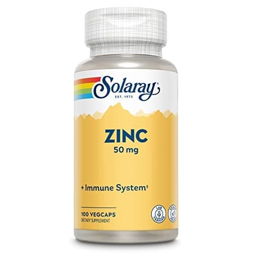 Solaray Zinc 50mg Immune Support Capsules 100 Count Vegan Pumpkin Seed