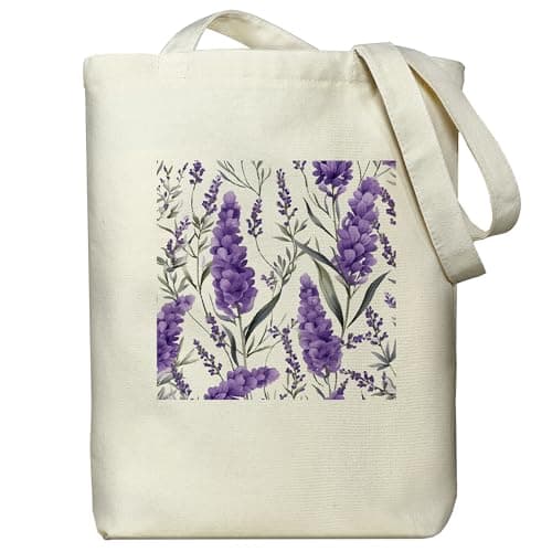 itgowisa Floral Canvas Tote Bag for Women - Stylish Zippered Canvas Bag with Slip Pocket, Aesthetic Book & Beach Tote - Gift for Women, for Grocery Shopping, Travel & Everyday Use