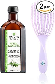Nature Spell Rosemary Oil for Hair Skin 150 ml with FlexiFlow Detangling Hair Brush Rosemary Oil for Hair Growth Eliminates Knots Reduces Breakage Made in the UK