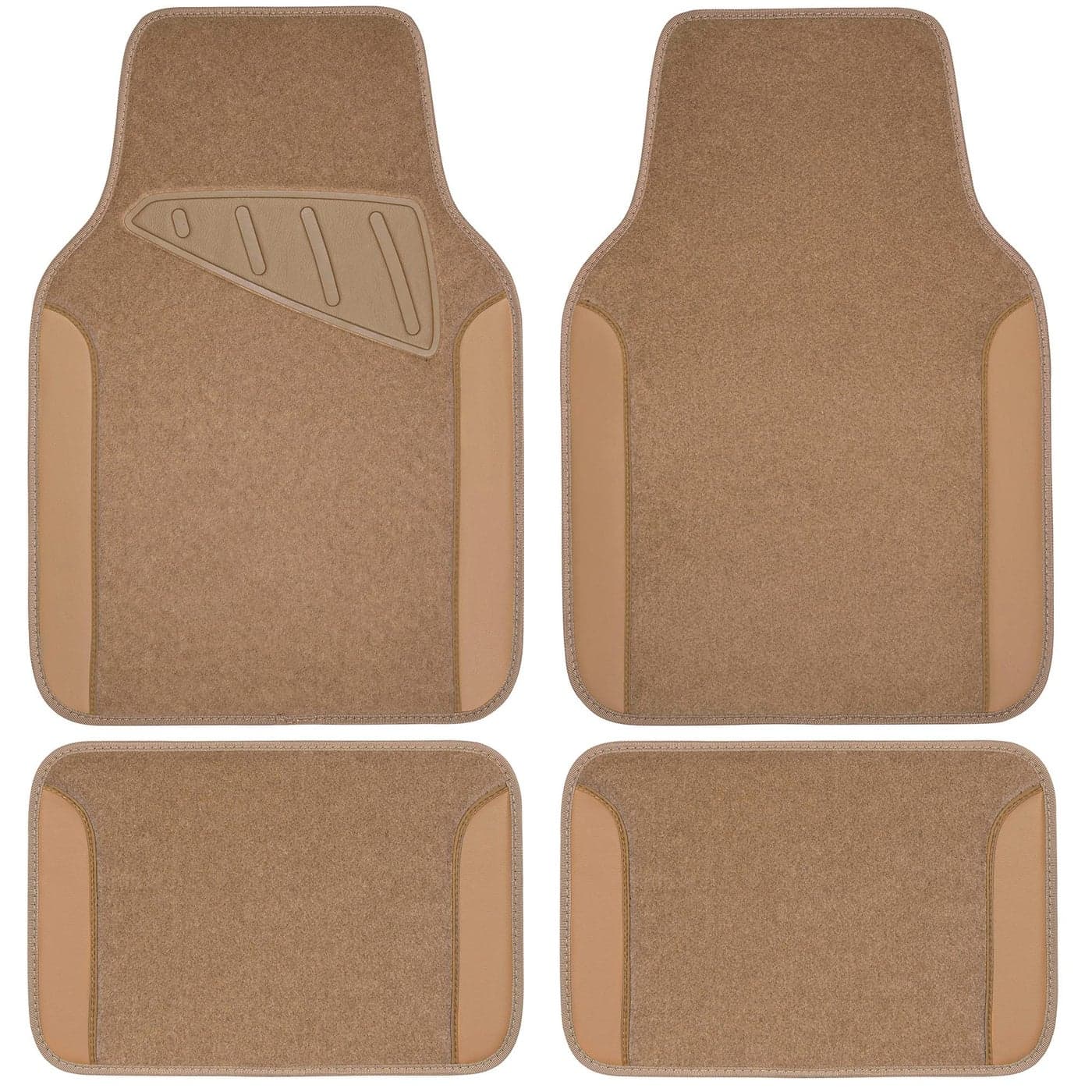 CAR PASS Beige Leather Waterproof Car Carpet Floor Mats Universal Car Mats Fit for SUVVanssedans TrucksSet of 4pcs Car Carpet with AntiSlip nibbs Driver Heel Pad All Beige