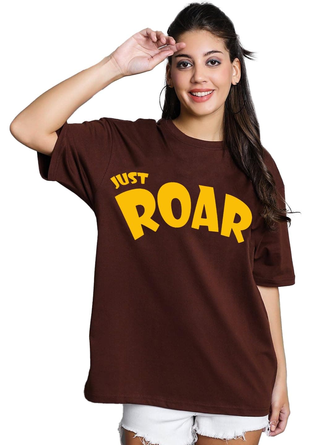 LEOTUDE Womens Oversized Round Neck Half Sleeve T-Shirts (SP-7VRUVTXIYVLK5HCZ_Multicolor10_M)