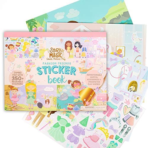 Story Magic Large Sticker Book by Horizon Group USA, Create Your Own Magical Adventures Inside a 14" x 11" Sticker Book, Over 350 Repositionable Stickers, Sticker Books for Kids 2-4