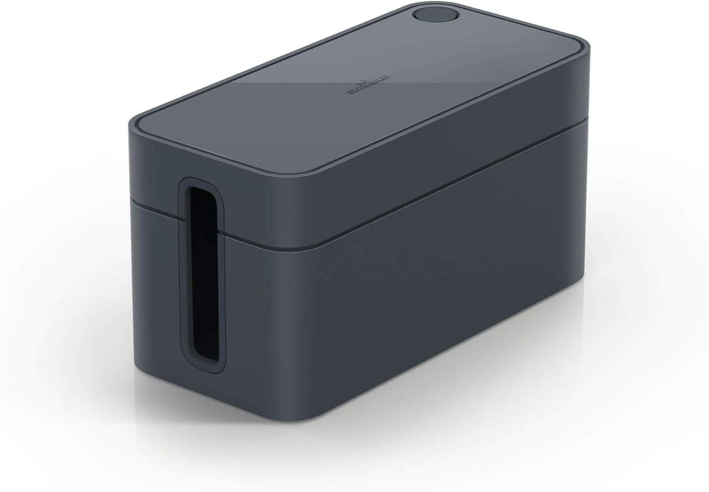 Durable Cavoline Cable Management Box S - Safely Store Power Blocks and Cables - USB Cable Outlet for Charging Devices - Made of Flame Retardant Plastic - Small Box in Graphite