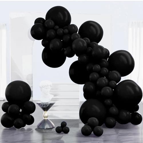 PartyWoo Black Balloons 100 pcs Different Sizes of 18 12 10 5 Inch Black Balloons Arch Kit Garland for Baby Shower Birthday Graduation Casino Gaming Anniversary Race Car Party Decorations BlackY18