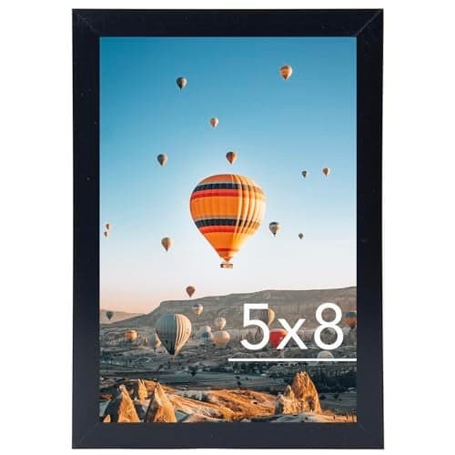 JCJMY 5x8 Picture Frame Black for Wall Hanging or Tabletop, Wall Mounting Horizontally or Vertically, 5 x 8 Wall Gallery Poster Photo Frame with Shatter Resistant Plexiglass,Black