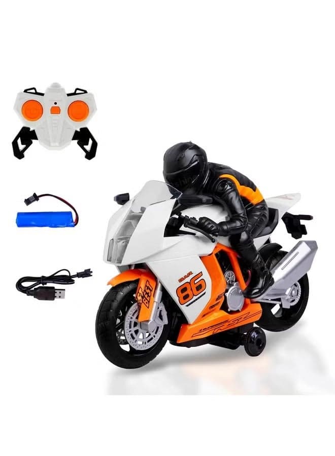 High Speed RC Stunt Motorcycle Toy with Rider – 2.4GHz Remote Control Racing Motorbike R1 Model | 360° Rotating Drift Bike with LED Lights & Sound | USB Rechargeable Electric Vehicle Gift for Boys & Kids 3+ | Self-Balancing