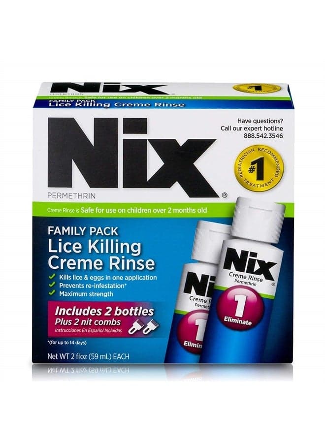 Lice Killing Creme Rinse Extra Strength Family Pack, 2 Creme Rinse, 2 fl oz bottles & 2 Lice Combs