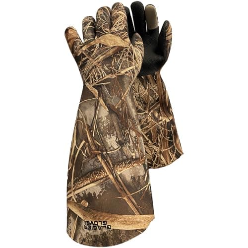 Glacier Glove Unisex Decoy Waterproof Flexible Secure Grip Palm Fleece Lined Resistant Neoprene Winter Fishing Waterfowl Hunting Outdoor Elbow Length Glove, Realtree Max-7, Medium