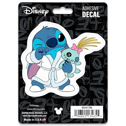 Disney Lilo and Stitch in Robe Adhesive Vinyl Decal Fun Sleepy Stitch with Scrump Sticker for Car or Truck