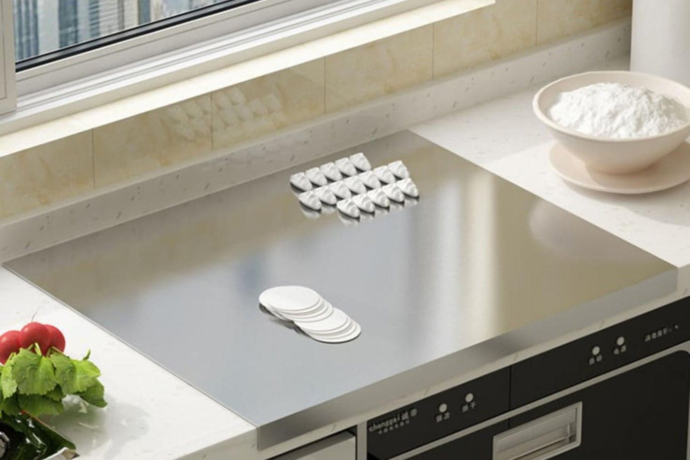 Halsey Stainless Steel Chopping Board/Steel Counter Top Board for Kitchen with Included Rolling Pin (Counter TOP XLarge)