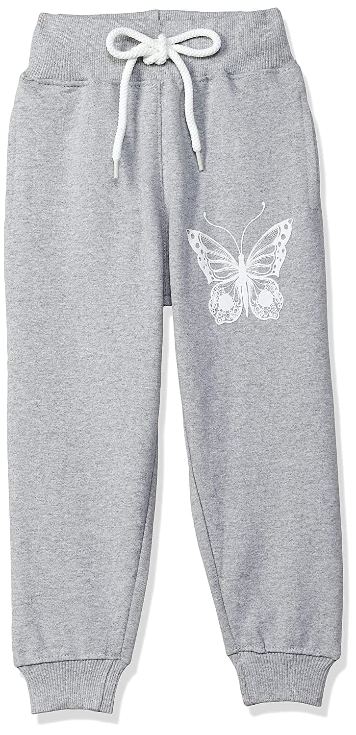 T2F Girls Regular Fit Printed Cotton Joggers Track Pants Grey