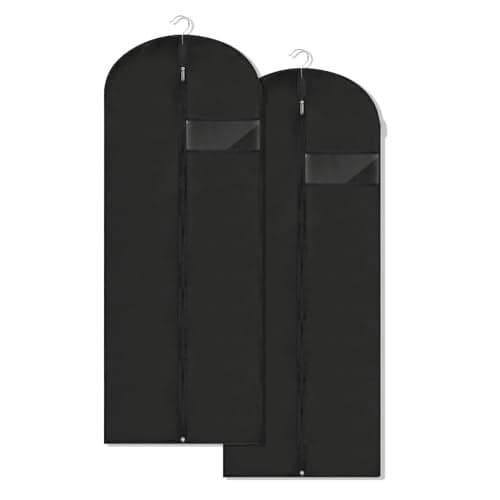 LXLOVESM Dress Bags for Gowns Long 60 Garment Bags for Hanging Clothes Suit Bag Cover for Storage and Travel 2 Pack Black