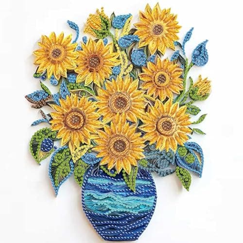 SHICERNHJ Diamond Art Kits for Adults Beginner,5D Special Shape Sunflower Vase Diamond Painting Kits,DIY Crystal Drill Diamond Dots Paint by Gem Art Crafts for Home Decor 12 X 12 Inch