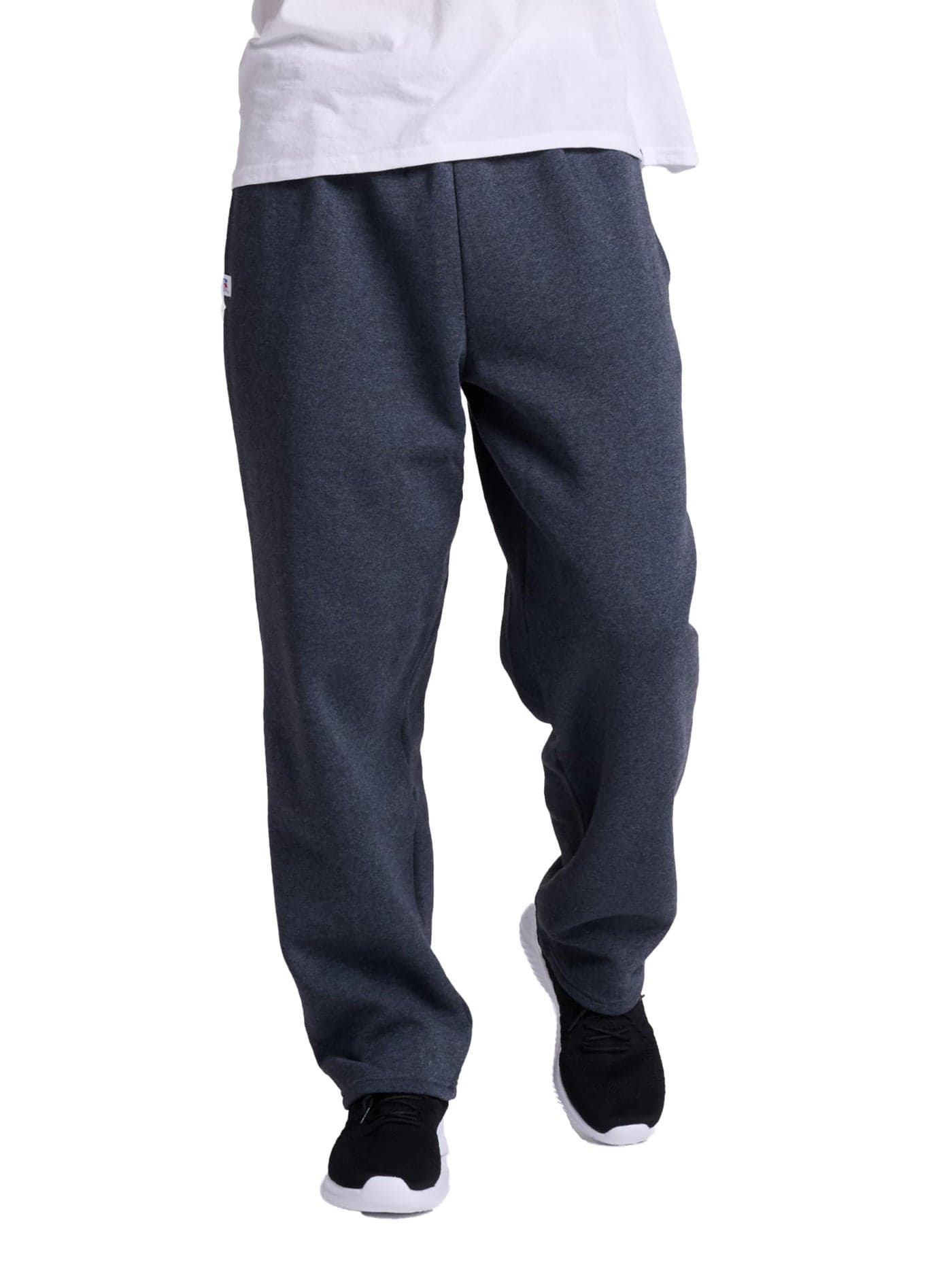 Russell Athletic Men's Dri-Power Open Bottom Fleece Pocket Pant, Black Heather, Medium