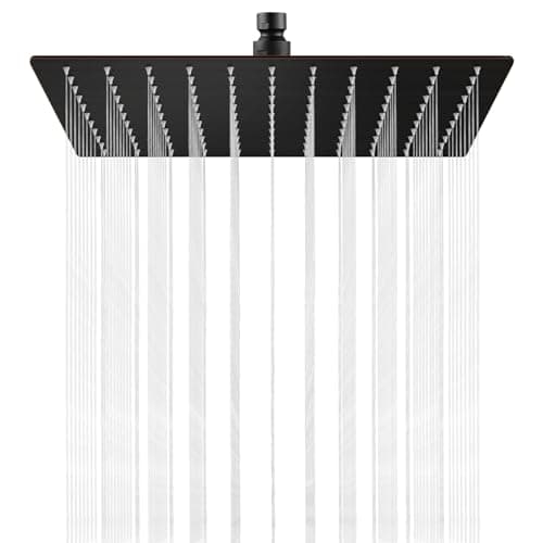 Midanya Rain Shower Head, Stainless Steel Large Rainfall Shower Head High Pressure, Bathroom Waterfall Square Showerhead, Ceiling or Wall Mount, Oil-Rubbed Bronze 10 Inch