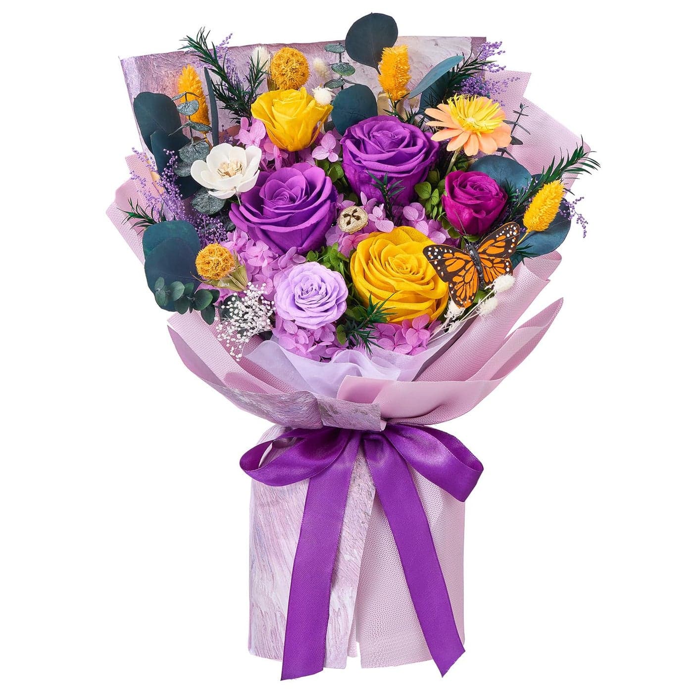 Forever Flowers Preserved Roses Bouquets Purple Roses Birthday Gifts for Women Mothers Day Flowers for Mom Purple