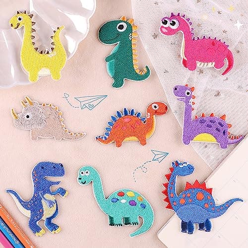 Embroidered Dinosaur Patches Sew on Appliques Decals for Kids Clothing Jeans Jacket Badge Art Decoration 9PCS SelfAdhesive Stickers Clothes DIY Accessories